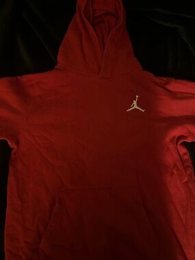 Jordan Red Crewneck Hoodie with White Jumpman Logo